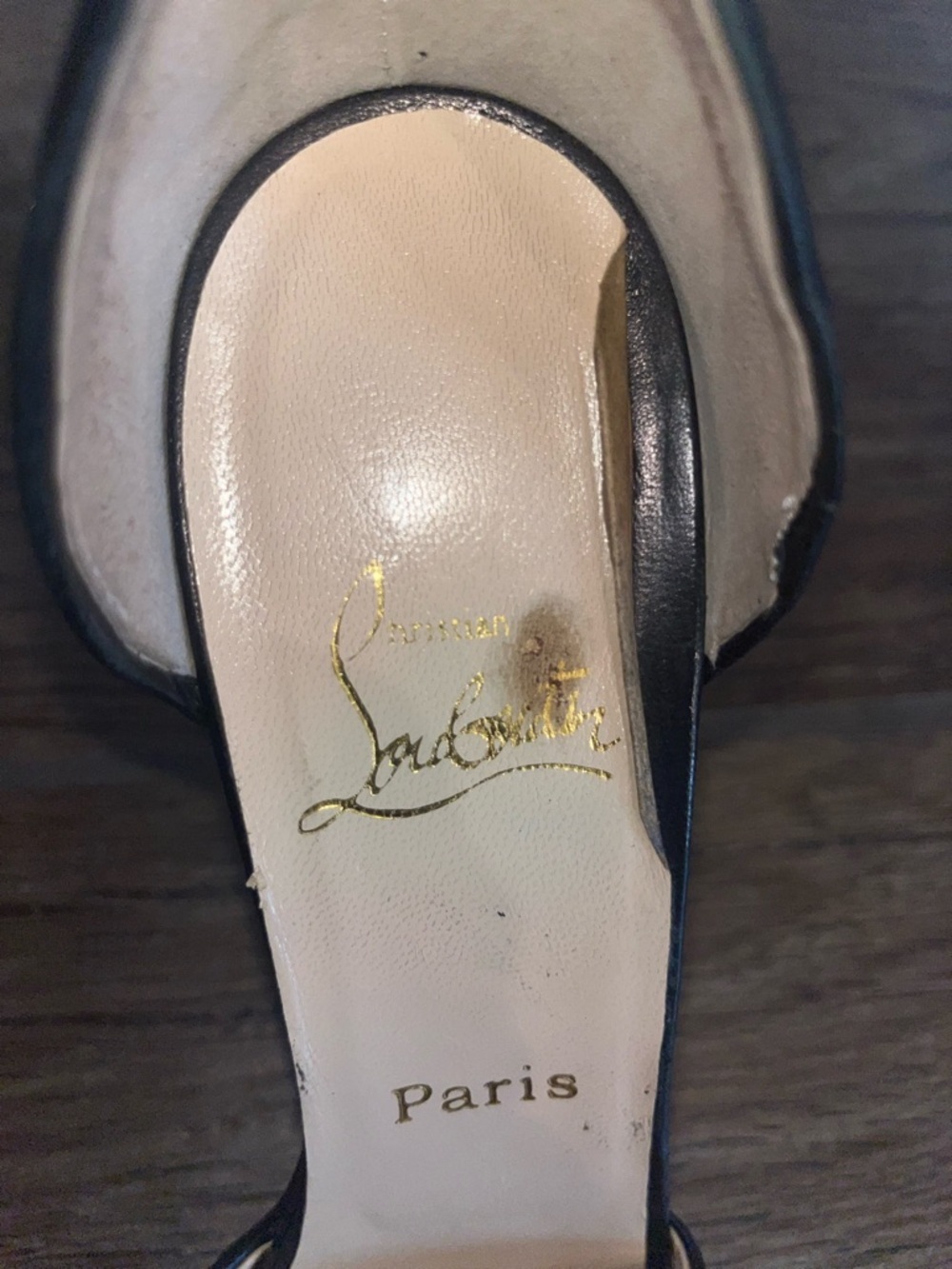 Christian Louboutin Black Leather Peep-Toe Pumps - Picture 2 of 9